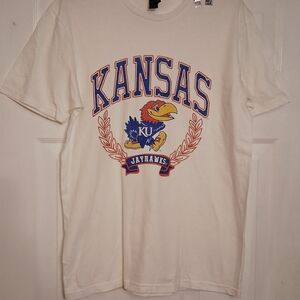 University Of Kansas Jayhawks Men's T-shirt Size Medium White Gildan Softstyle